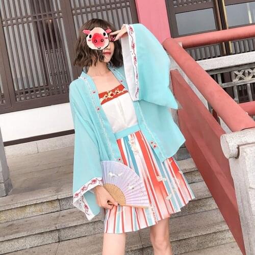 Summer Oriental Hanfu Dress Traditional Chinese Folk 3 Piece Set Anicent Han Dynasty Cosplay Princess Dancewear Suit 12691