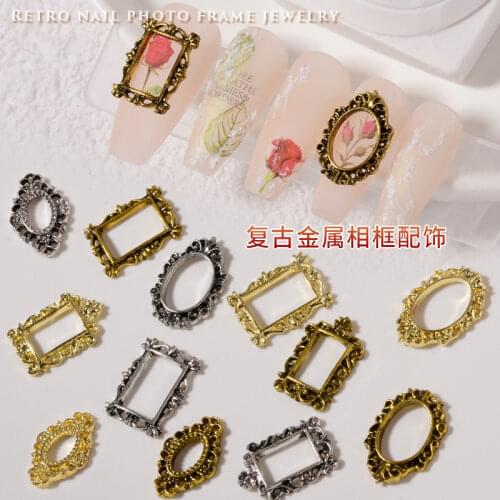 20 Pcs Baroque Photo Frame 3D Nail Art Decorations Retro French DIY Ornament Manicure Design Accessories