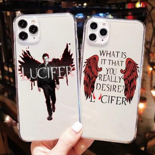 Fashion American TV Degenerate Angel Lucifer Clear TPU soft phone cover For iphone 12mini X XR XSMax 11pro 12pro MAX 7 8 Plus SE