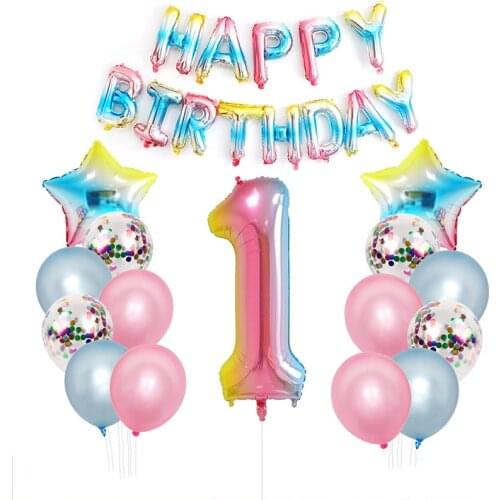 28pcs/set star 32inch Gradually discolored number and Latex Balloon Suit combination birthday party decorations baby show globos