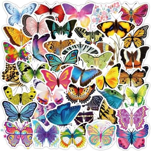 Butterfly Stickers for Laptop Water Bottle Skateboard Car Bicycle Luggage Waterproof Cute Mixed Anime Sticker Decal Pack Toy PVC