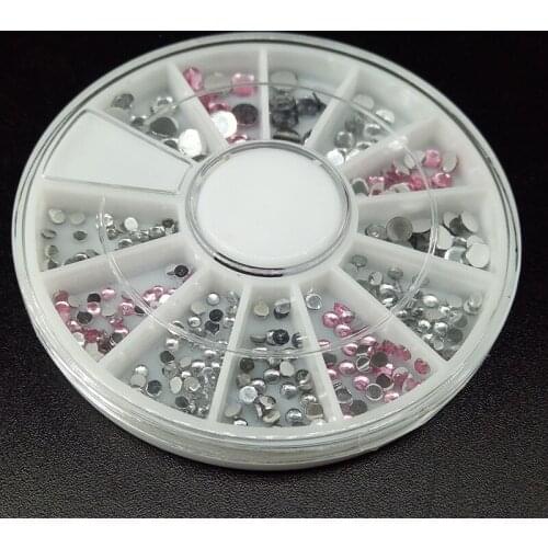 New Arrive Mix size pink and CTYSTAL Wheel Nail Art Decoration Diy Design Wheel Nail Art Decorations Rhinestones nail