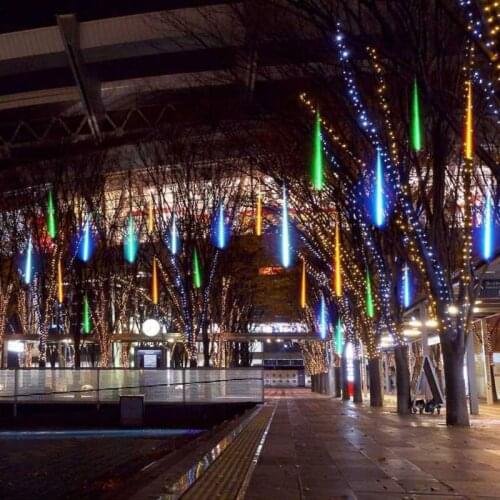 New Year Outdoor Meteor Shower Rain 8 Tubes LED String Lights 30/50cm Waterproof Street Garland Wedding Party Decoration Tree