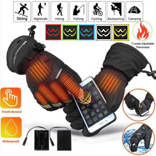 Motorcycle Glove Waterproof Heated Moto Touch Screen Battery Powered Motorbike Racing Glove With Battery Winter Gears