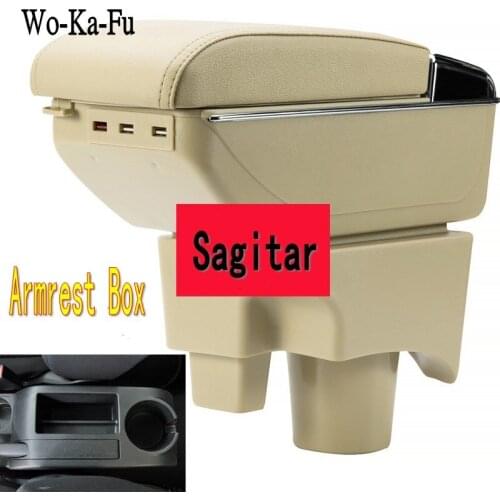 For golf mk5 6 sagitar armrest box central Store content box with cup holder ashtray USB golf armrests box Beige gray