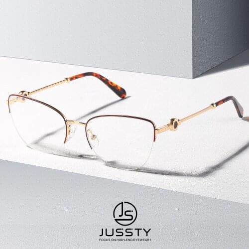 Semi Rimless Cat Eye Myopia Glasses Frame Women Optical Prescription Eyeglasses Frame Ladies Retro Luxury Brand Spectacles Frame