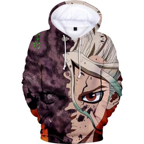 Casual Sweatshirt Print Dr.STONE 3D Hoodies Men Women Long Sleeve Pullover Harajuku Hooded Mens Plus Size Sweatshirts 3D Hoodie