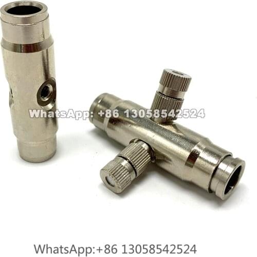 Straight Joint with 2 Nozzle Seats Misting System Fittings, Double Hole Nozzle Connector, Slip Lock Connector