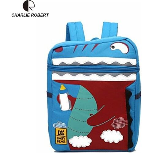 2019 New Cute Caetoon Five Colors Dinosaur Animal Prints Nylon 3-5 Years Old Kid Backpack Prevent Lost Boys & Girls Backpack