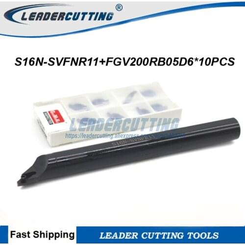 S16N-SVNFR11 WITH FGV200RB05D6*10pcs CNC lathe Internal grooving turning tool holder bar Internal Groove tool holder with Insert