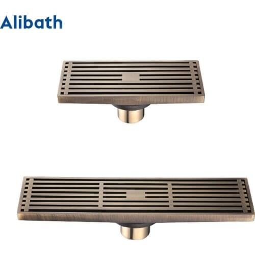 Drain 8*30CM Euro Antique Brass Art Carved Floor Drain Cover Shower Waste Drainer Bathroom Bath Accessories Strainer