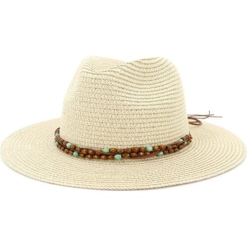 Straw Sun Hat White Panama Hat Beach Womens Summer Caps Sombrero Female Fedora Casual Ladies Chapeau