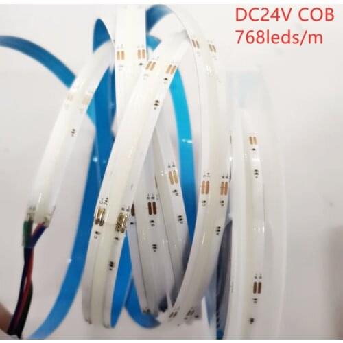 5M DC24V RGB COB LED Strip 768LEDs/m High Density Super Bright COB Flexible RGB LED Lights for Indoor Decoration Lighting