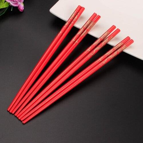 Chinese Traditional Wedding Pattern Chopsticks Happy Event Red Tableware Wedding Gift Kitchen Tools F20173905