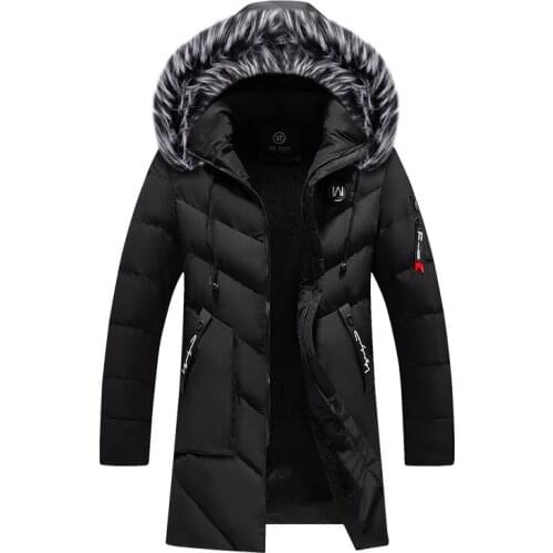 Windbreaker Overcoat Winter Jackets Men Fur Warm Thick Cotton Multi-pocket Hooded Parkas Mens Casual Fashion Fleece Warm Coats