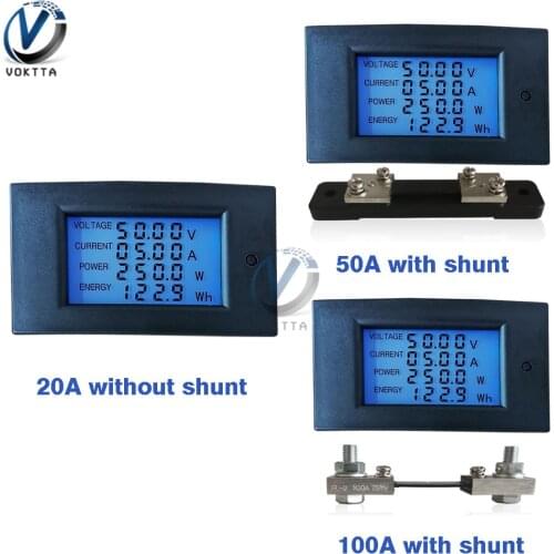 DC 7.5-100V 20A /50A/100A Digital Display Voltmeter Ammeter Wattmeter Power Energy Meter LCD Monitor Volt Watt Amp Meter Tools