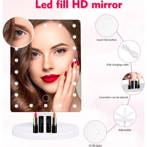 22 LED Vanity Mirror Light Tabletop Makeup Mirror Touch Switch 10x Magnifying Mirrors 180 Rotation Bathroom Travel Espejos