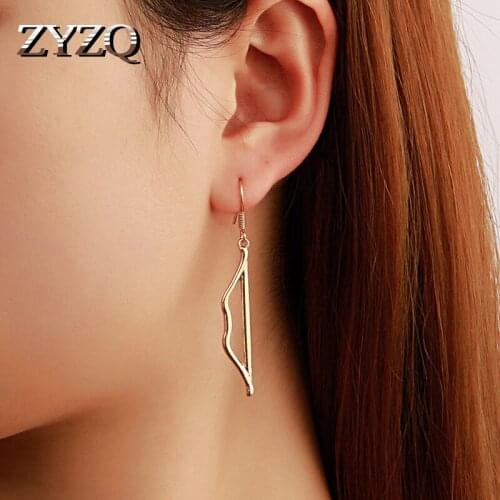ZYZQ Asymmetrical Bow and Arrow Earrings For Women Punk Rock Metal Drop Earrings Jewelry Accessories Elegant Couple Gift