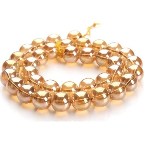 1 Bunch 6/8/10/12mm Gold Color Nature Crystal Beads Round Ball For Jewelry Bracelet Making Accessories