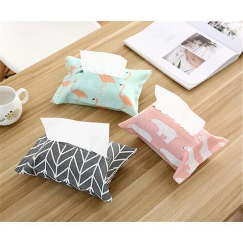 1 PC Cute Cartoon Tissue Box Napkin Paper Container Napkin Case Cotton And Linen Home Decoration Paper Towel Home Car