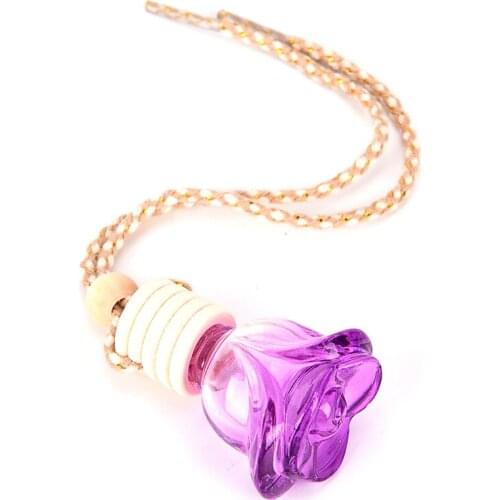 1pc Air Freshener Essential Oils Hanging Glass Bottle Car Perfume Bottle Car-styling Flower shape Auto Ornament Perfume Pendant