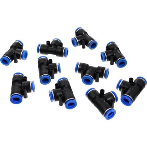 10PCS PE4 T-type pneumatic quick plug three-way Pu gas pipe connectors