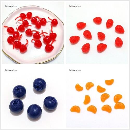 1000pcs Soft Cherry Blueberry strawberry Fruit Charms Additives Supplies Kit DIY Slime Accessories Filler For Fluffy Clear Clay