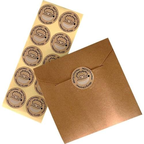 1000PCS/lot Merry Christmas round multi adhesive paper seal stickers gifts package label for baking products Wholesale