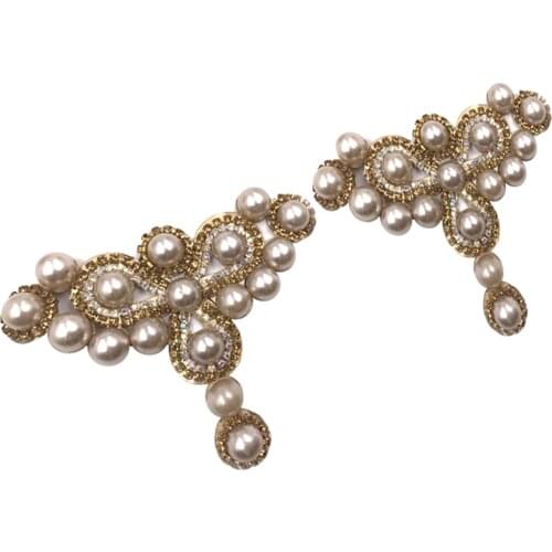 2x Crystal Shoe Clips Charm Buckle Removable Faux Pearls Shoe Hat Decoration wedding Party Shoes Accessories