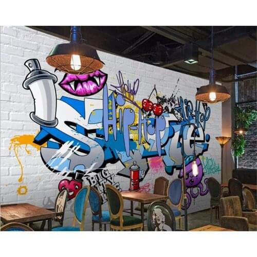 Beibehang 3d wallpaper European street graffiti brick wallpaper 3d broken wall decoration mural bar restaurant background behang