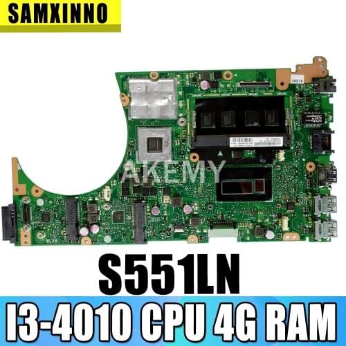 Akemy For ASUS S551LN Laotop Mainboard S551 S551L S551LB S551LN R553L Motherboard with GT840/V2G I3-4010 CPU 4G RAM