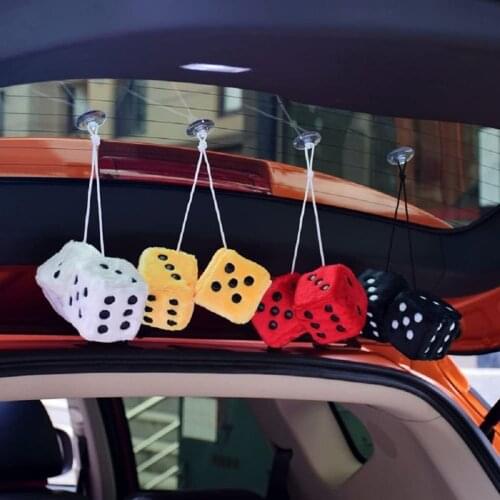 Car Interior Accessories Air Freshener 1 Pair Of Dice Dot Plush Ornaments Dice Pendant With Suction Cup Car perfume Pendant