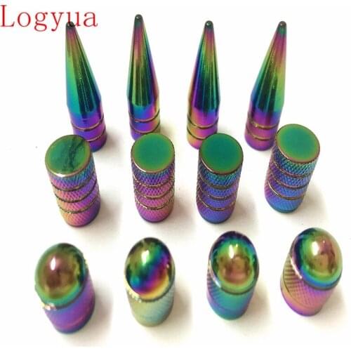 Aluminum Colorful Car Tire Valve Cap Multicolor Dust Tire Wheel Stem Cap For Bullet Head Cylinder Cone Rocket Design 20pcs/lot