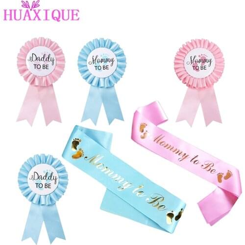Baby Shower Decor Mom Dad To Be Satin Ribbon Christening Gender Reveal Party Badge Happy Birthday Dad Mom to be Ribbon Badge