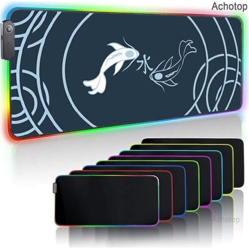 Fish Art RGB Large Gaming Mouse Pad ASUS Mousepad Esport Colorful Computer Pad ROG Desk Mat Keyboard Pad for Laptop Notebook Mat