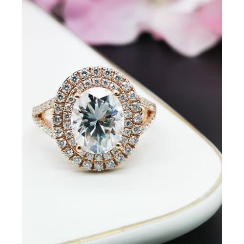 CxsJeremy 8*10mm 3 carat CT Oval Cut DEF Color Moissanite Engagement Ring 10K Rose Gold Wedding Band for Woman Anniversary Gift