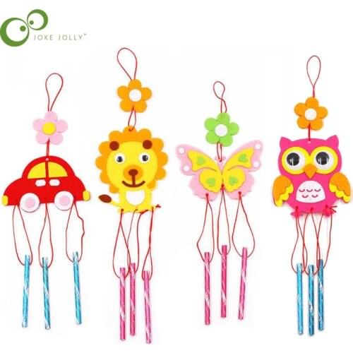 Kids Child DIY Cute Cartoon Animals Wind Chimes Rabbit Owl Car Aeolian Bells Educational Puzzle Toys Craft Kits GYH