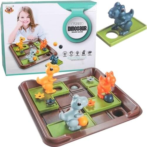 Dinosaur Chess Board Game Dinosaur Moving Toys Interactive Competition Logic Reasoning Training Fun Board Game Toy for Kids