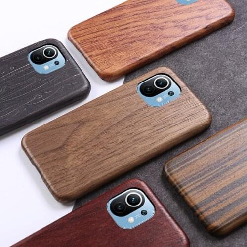 For Xiaomi Mi 11/11 pro/11 ultra walnut Enony Wood Rosewood MAHOGANY Real Wooden Slim Back Case Hard Cover