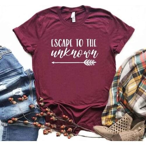 Escape to the Unknown Hiking Camping Advent Women tshirt Cotton Hipster Funny t-shirt Gift Lady Yong Girl 6 Color Top Tee R381