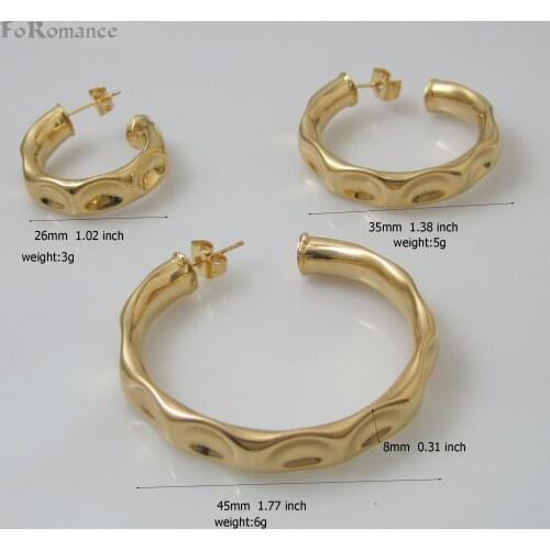 Foromance / SHINNING PLAIN SURFACE YELLOW GOLD COLOR ROUND HOOP EARRING WIDTH 26 35 45MM THREE SIZE AVAILABLE