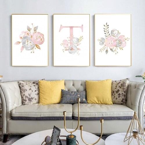 Letter Flower Modern Style Art Painting Living Room Decorative Frameless Picture
