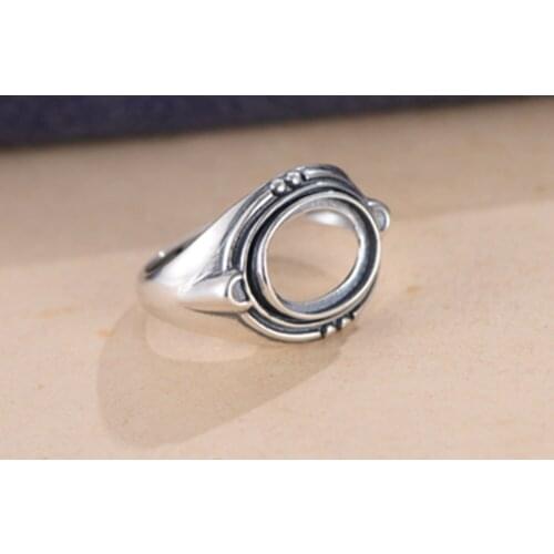 Ring Blank (9x11mm Oval Blank) Adjustable Thai Sterling Silver Ring Base Oval Cabochon Ring Setting R907B