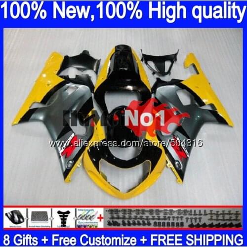 Body For SUZUKI GSX-R600 GSXR 600 K1 GSXR600 14MC.13 GSXR 750 01 GSXR-600 GSXR750 2001 2002 2003 01 02 03 Fairings Yellow grey