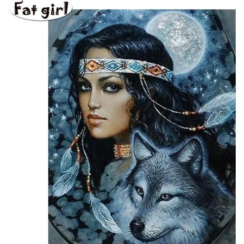 Beauty and wolf Diamond Embroidery 5D DIY Diamond Painting Cross Stitch Full square round Diamond handmade products