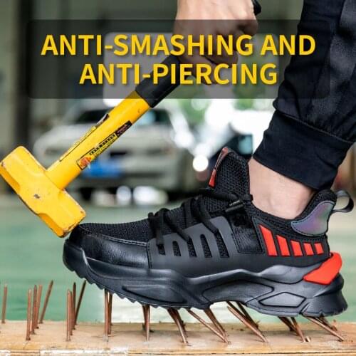 Air Mesh Steel Toe Work Shoes Breathable Sneakers Working Shoes Man Safety Lightweight Puncture-Proof Indestructible Shoes