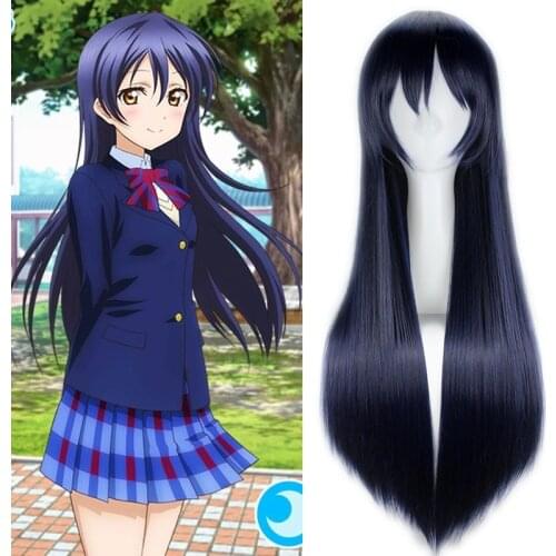 Love Live! Sonoda Umi Heat Resistant Cosplay Hair Dark Blue Black Anime Synthetic Hair Costume Halloween Women