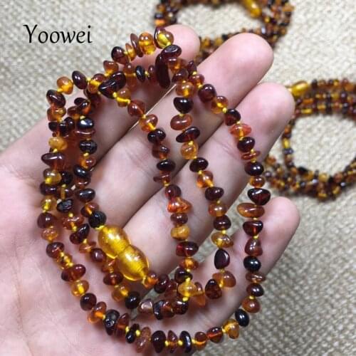 Yoowei Wholesale Amber Layered Bracelet 54cm Original Irregular Beads Knot Natural Amber Bracelet Necklace Jewelry Gift Supplier