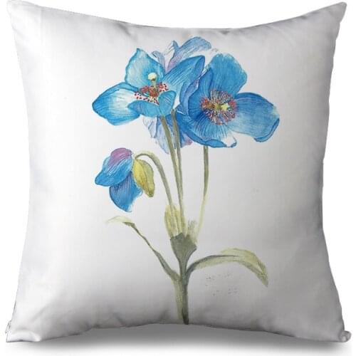 Fashionable printed cushion Watercolor white Floral Pillow Case cotton throw pillow cover for sofa car bed baby soft cover decor