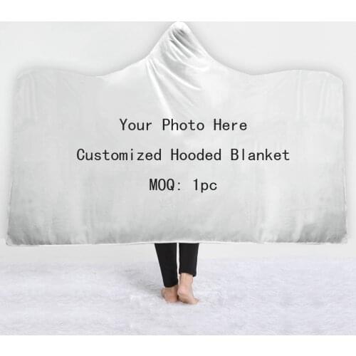 MOQ 1pc Fashion Hooded Blanket for Adults Floral Gothic Sherpa Fleece Wearable Throw Blanket 3D printing Microfiber